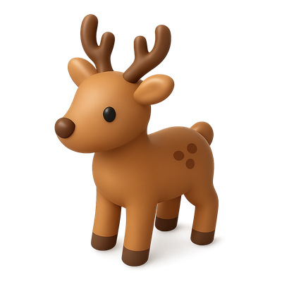 Charming 3D Buck Deer Icon in Isometric View