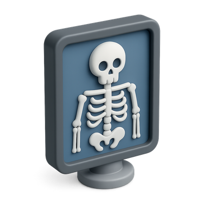 Stylized 3D X-Ray Icon with Skeleton Design