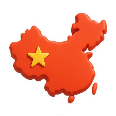 3D Map of China with Star Symbol