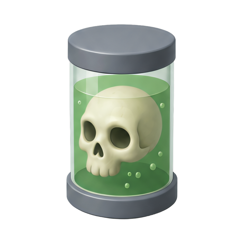 skull preserved in glass jar