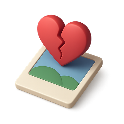 Stylish 3D Heartbreak Icon in Isometric View
