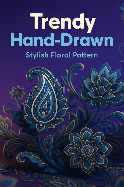 Vibrant Hand-Drawn Floral Pattern Design for Textiles