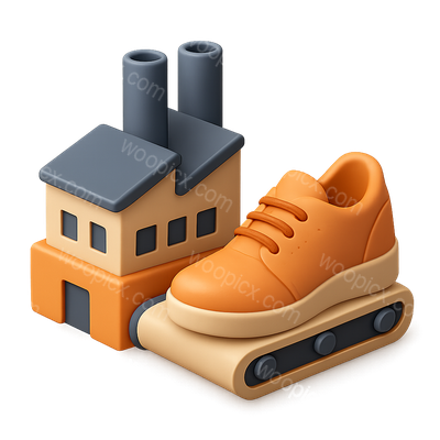 3D Icon of a Factory with a Sneaker