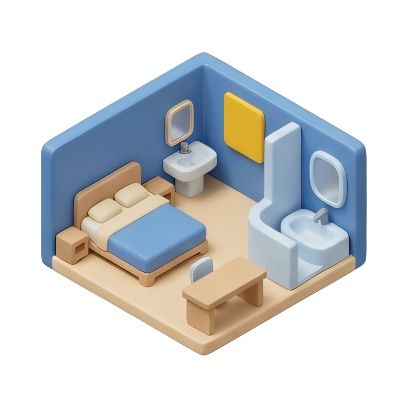 modern hotel room layout