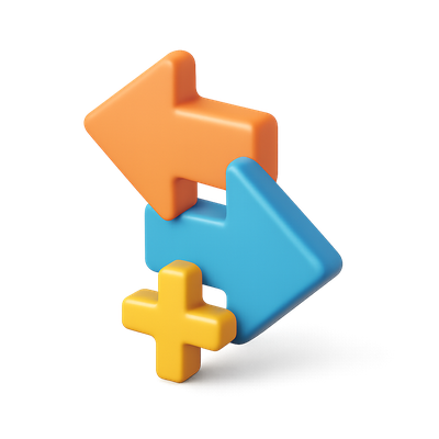 3D Icon of Opposing Arrows in Vibrant Colors