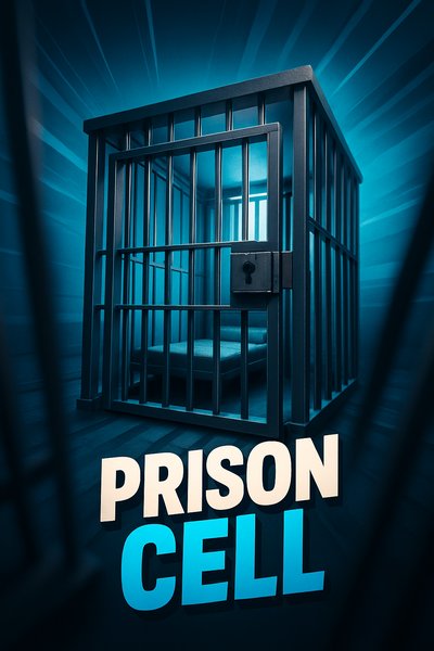 Dynamic Prison Cell Illustration with Bold Typography