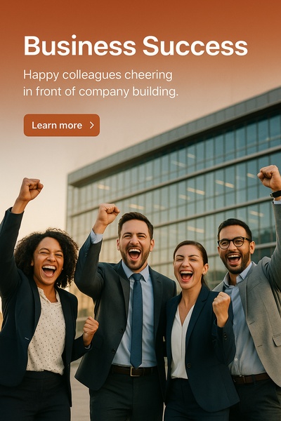 Excited Business Team Celebrating Success with Fists Raised