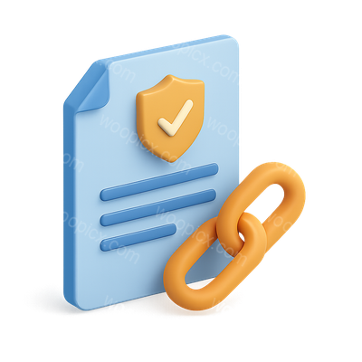 Isometric 3D Smart Contract Icon with Shield and Link