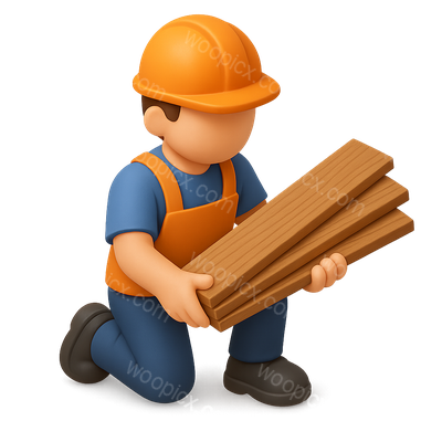 3D Floor Installer Icon with Planks in Three-Quarter View