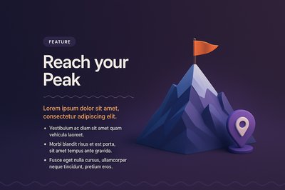 3D Illustration of a Mountain Peak with Features Highlighted