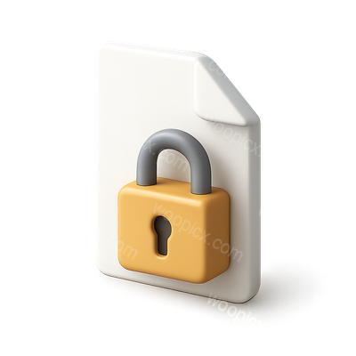 Stylish 3D Icon of a Locked File in Isometric View