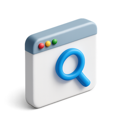 Stylish 3D Browser Tab Icon with Search Symbol