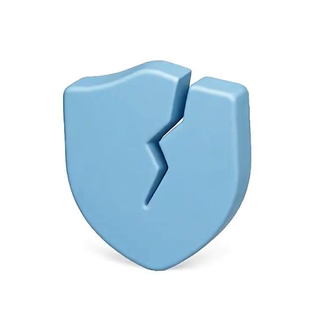 Stylized Blue Shields with Cracks for Security Concepts