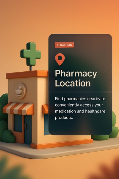 3D Illustration of a Pharmacy Location with Informative Overlay