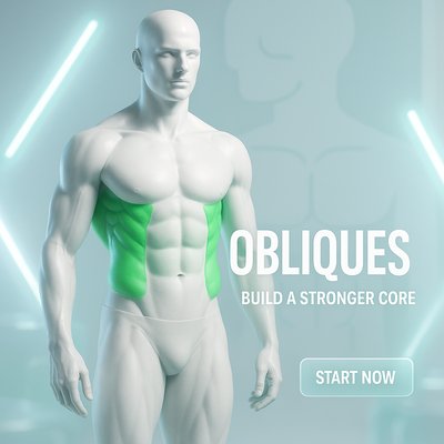 Fitness Promotion Graphic Highlighting Oblique Muscles