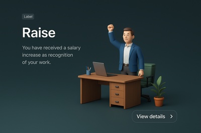 3D Scene Depicting Salary Raise Concept in Realistic Style