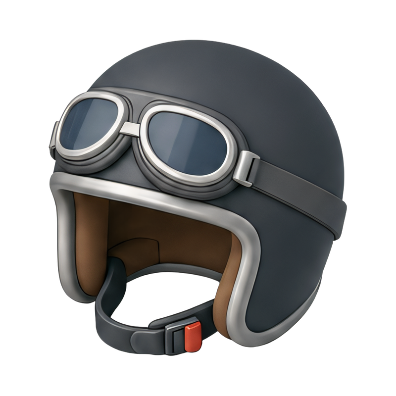 open face helmet with goggles