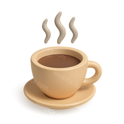 Stylish 3D Coffee Cup Icon with Aroma Steam