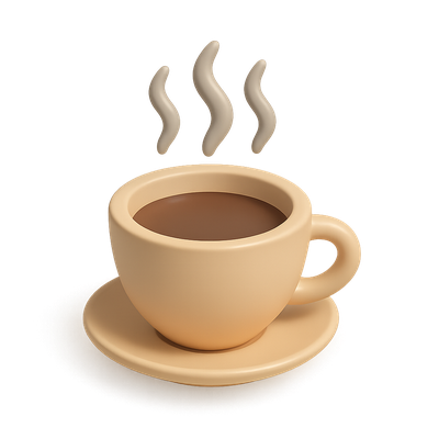 Stylish 3D Coffee Cup Icon with Aroma Steam