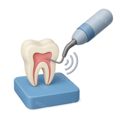 3D Ultrasonic Root Canal Dental Icon with Transparent Background