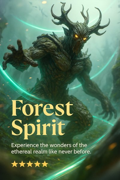 Dynamic Forest Spirit Illustration with Neon Accents