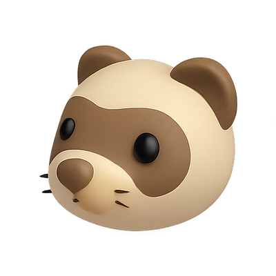 Cute Cartoon Animal Figure of a Ferret or Weasel