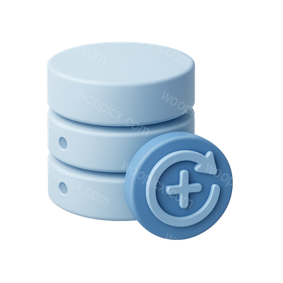 3D Database Icon with Refresh Symbol in Isometric View