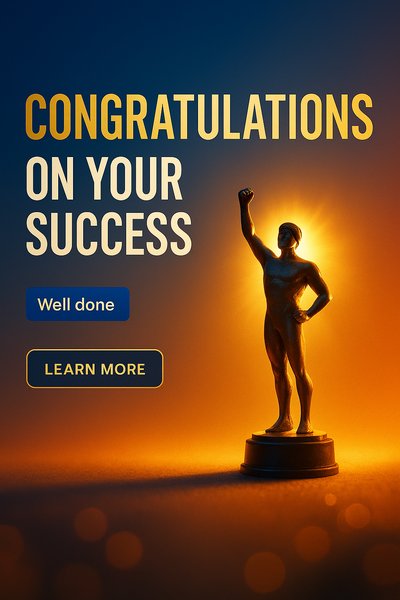 Celebratory Image for Success Recognition with Trophy
