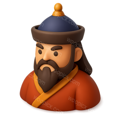 Isometric 3D Icon of a Mongol Ruler Character