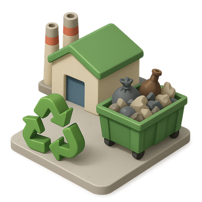 3D Icon of Recycling and Waste Management Facility