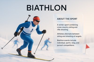 3D Biathlon Design with Clear Text and Visual Elements
