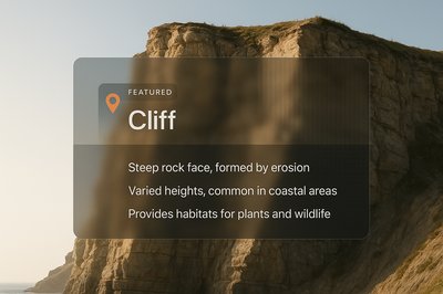 Illustrated Concept Page Featuring a Cliff with Informative Blocks