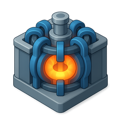 3D Tokamak Fusion Reactor Icon in Isometric View