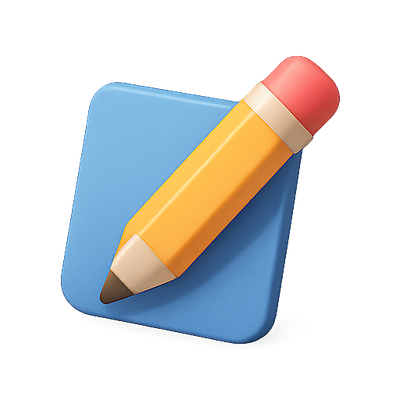 Stylized Pencil Icon on Square Background