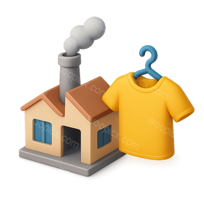 3D Factory Icon with Shirt and Smoke