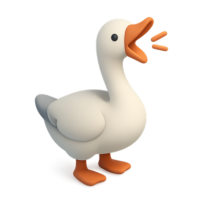 Stylized 3D Goose Icon with Isometric View