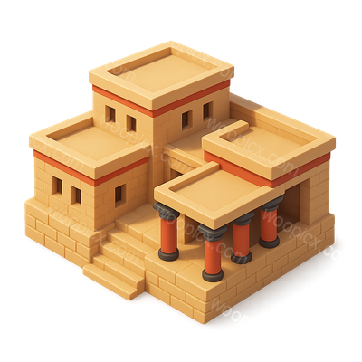 Stylized 3D Icon of Minoan Palace Knossos