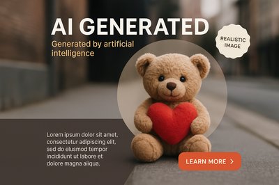 Cute Teddy Bear Holding Heart in Realistic Design