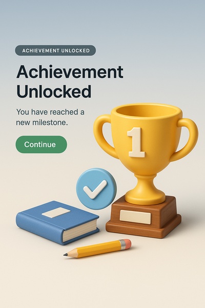 Achievement Unlocked - 3D Illustration of Milestone Celebration