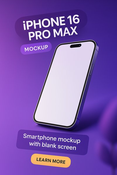 iPhone 16 Pro Max Mockup with Blank Screen