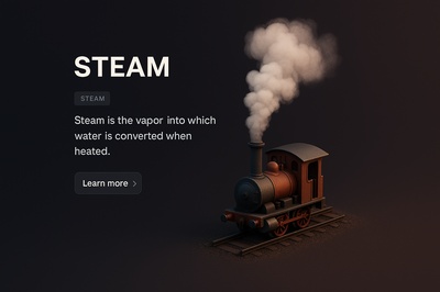 Steam Train with Vapor in a Realistic 3D Scene