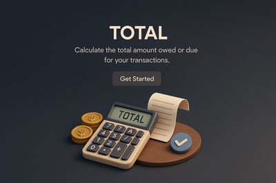 3D Scene of Total Calculation Interface in Dark Background