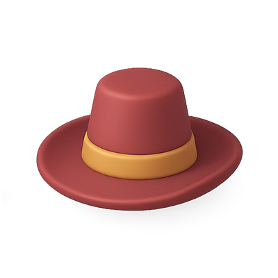 Stylized Red Hat with Yellow Band Design