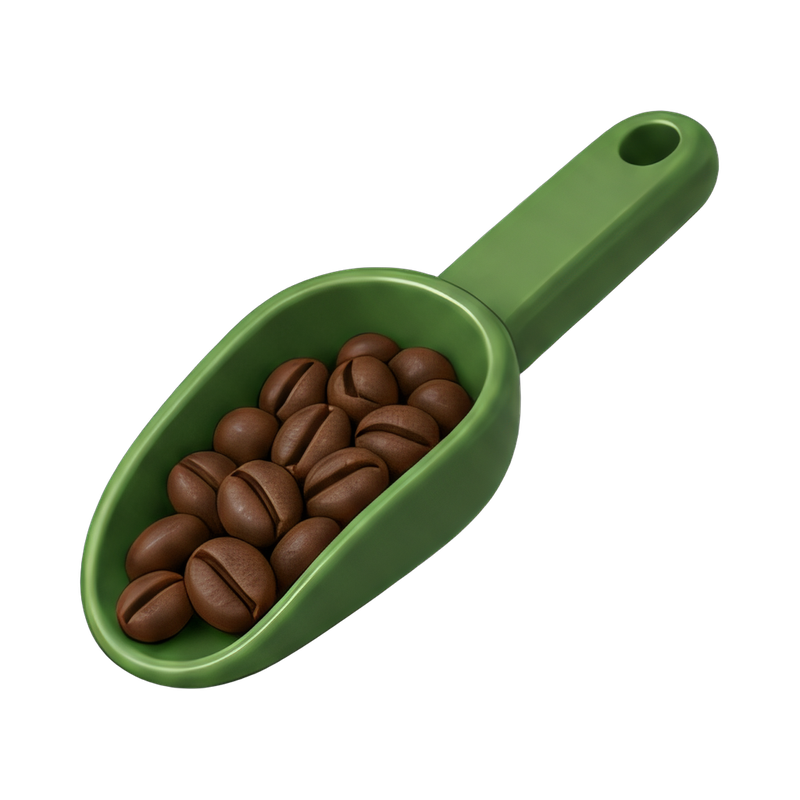 fresh green coffee beans scoop