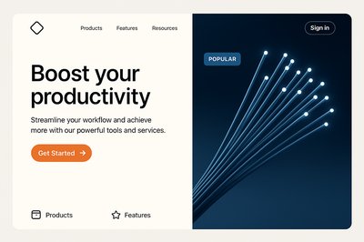 Stylish Corporate Landing Page Design with Fiber Optics