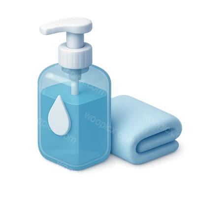 3D Hand Sanitizer Icon with Towel in Isometric View