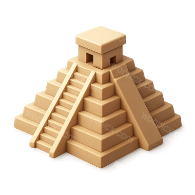 Stylized Mayan Pyramid Temple Icon in 3D Design