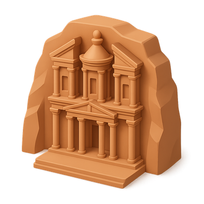 3D Model of Petra Treasury Icon with Isometric View