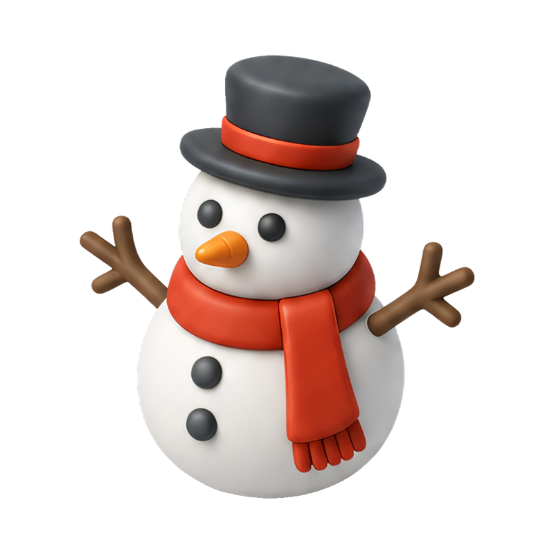 playful snowman with scarf