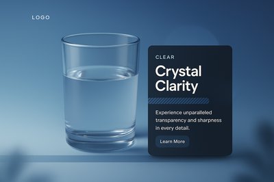 3D Web Design Illustration with Transparent Glass